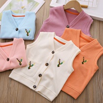 Childrens vest Spring and Autumn wear baby baby knitted small waistcoat vest thin boys and girls Cotton horse clip