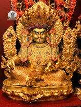 Nepal premium full gilded hand-carved pattern gem-set huang cai shen Buddha shi jia group process 1 m