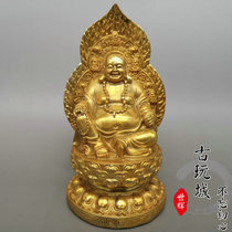 Antique bronze collection antique bronze gold-plated Maitreya Buddha statues for home living room big belly Buddha