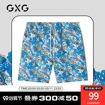 GXG loose beach pants mens plant print seaside holiday casual five-point shorts can be used for quick-drying surfers pants