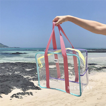 South Korea ins vacation travel beach bag transparent jelly bag large-capacity tote bag swimming waterproof storage bag