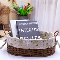 Storage basket straw desktop snacks rattan storage basket storage box cloth art dry fructose plate Wanyu key storage box