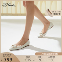 (and light series) 73Hours women shoes cloud layer labyrinth 2022 spring paragraph square round decorated with flat bottom square head single shoe