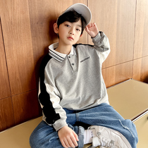 Boys Spring and Autumn Sweatshirt POLO lapels In 2022 the new Spring Fashion Fried Street Shirt is handsome and fashionable