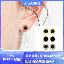 Black three-piece set of earrings autumn and winter earrings 2021 New trendo girl niche round face short hair advanced earrings