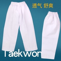 Summer adult white cotton beginner taekwondo suit training pants children white breathable shorts beginner
