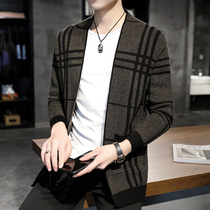 Mens cardigan knitwear thin autumn top 2021 new mens trend wear sweater outer wear jacket handsome