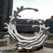 Stainless steel spray sculpture stainless steel wave sculpture abstract mirror water landscape large wave Square Garden