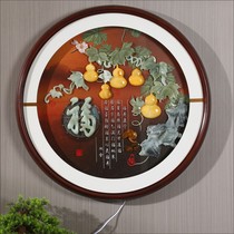 Living room decorative painting new Chinese corridor corridor porch hanging painting restaurant round mural jade sculpture painting with lighted glass