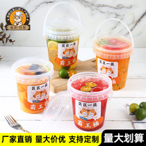 One bucket of fruit tea cup 1000mL Overlord king barrel Burnt Fairy Grass Cups Commercial Transparent Milliliter Milk Tea Barrel Cup