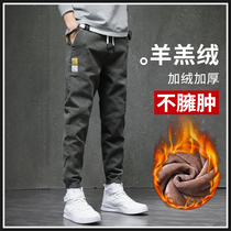 Spring and Autumn New Loose Fit Tong Mens Autumn and Winter Youth Plus Pinch Pickened Casual Long Pants Mens Tide
