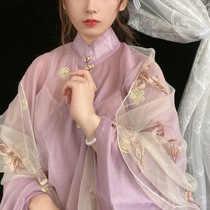 Daming Bully * Butterfly embroidered gauze shawl silk scarf streamers Ming or Tang Hanfu cheongsam collocation