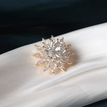 High-end luxury three-layer rotating crystal flower zircon brooch Korean personality creative corsage pin fashion badge