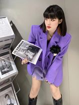 Han Milai coat women's autumn and winter purple fried street European high-grade feeling small casual suit coat women's winter