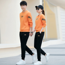 Couple sports suit men's and women's spring and autumn long sleeve fashion casual running fitness clothes crew neck sweater two-piece set