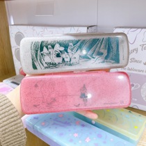 Japanese single Yamei Moomin Easy Bear corner pencil box Stationery box Portable plastic storage box