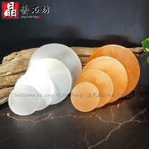 Selenite natural gypsum energy wafer healing stone yoga seven pulse wheel transparent white plaster plate orange plaster