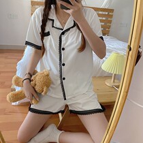 ins pajamas womens summer new net red pop suit women fashion foreign style lace simple thin home clothes women