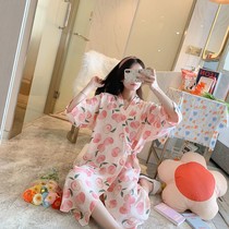 Nightdress womens summer new cotton gauze kimono dressing gown spring and autumn thin Japanese sweat steamed clothes Japanese bathrobe pajamas