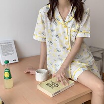 Korean version of ins fresh floral cotton gauze pajamas womens summer short-sleeved casual home wear two-piece set students
