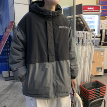 Cotton clothes men winter Joker loose casual jacket plus velvet thickened warm cotton clothing Hong Kong wind youth loose cotton jacket