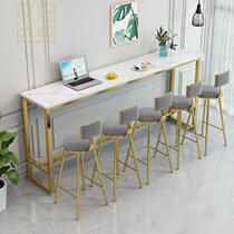 Wall bar table commercial high table milk tea shop long table narrow table bar table high foot bar table and chair combination