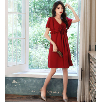 Big Code Pregnant Woman Toast Bridal High Level Wedding Gown Dress Girl Wine Red Color Back Door Summer Little Guy Engagement