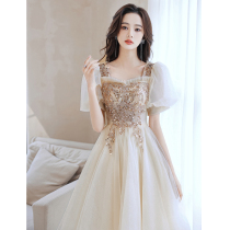 Champagne evening gown with small crowdsourced light extravagant high-end 2022 new temperament name Yuanyuan Bridesmaid Service Superior Sensation Little summer