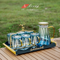 High-value glass cold water pot home high temperature resistant cold water cup net red cold bubble water tie pot bottle fruit teapot set