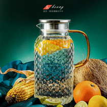 Hammer Thread Glass Cold Water Kettle Home Resistant High Temperature Cool Kettle Suit Summer Cool White Open Water Glass Juice Teapot Water Bottle