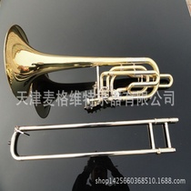 Playing musical instruments Lacquered gold trombone down B-tone double piston bass trombone manufacturer pull tube bass trombone