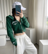 Double zipper hooded coat women autumn new sports loose casual street short cardigan sweater