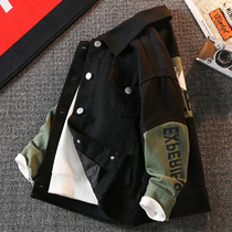 Childrens clothing boy coat 2021 autumn and winter new middle and big children denim fashion brand handsome boy thick jacket top