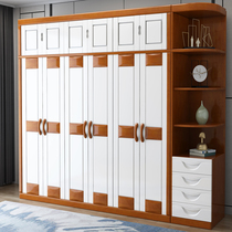 Full solid wood wardrobe 3456 pair open door home wardrobe modern simple white Mediterranean style bedroom furniture