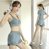 Sports suit female summer fashion Net red senior sense three-piece sports fitness clothes running yoga clothing Japan