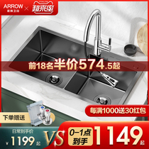 Wrigley black nano kitchen stainless steel handmade sink dishwashing tank package pool sink vegetable washing basin double tank
