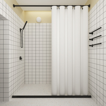 Toilet shower curtain waterproof thickened mildew-proof bathroom curtain set non-perforated partition curtain Japanese curtain curtain shower