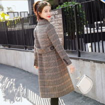 Sandro Moscoloni long woolen coat autumn and winter slim plaid double-sided tweed coat women