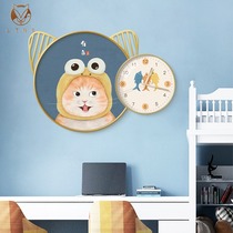 Nordic style childrens room decoration wall clock cute cartoon rabbit ear personality clock living room creative wall clock
