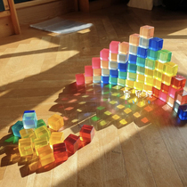 Baby play ins little red book acrylic crystal gem rainbow light transparent sensory building block kindergarten toy