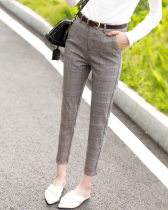 Plaid Pants Woman Spring Autumn 2022 New 90% Western Pants Slim Fit Slim Feet Straight Tube Smoke Pipe Casual Pants Summer Thin