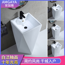 One-Piece Ceramic column basin vertical column wash basin floor toilet large square wash basin