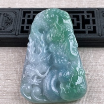 Burmese natural jade Jade Jade-old ice and glutinous characteristics of fine carving spring color auspicious dragon Arhan pendant