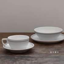 Liangyuan static export refreshing blue striped small coffee cup plate white porcelain rice bowl ceramic pastry plate