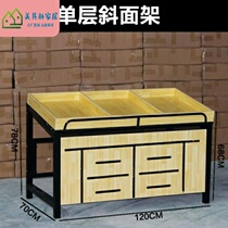 Steel and wood fruit shelves exhibition tables supermarkets creative stalls with label poles commercial single-layer new snack shops