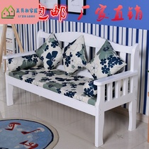 Solid wood bench outdoor park balcony leisure chair double sofa pastoral wooden armrest back chair