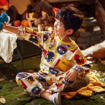 Childrens pajamas boys spring and autumn little boys cotton long sleeve thin cartoon children home clothing set