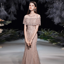 High-end queen temperament evening dress skirt womens annual meeting Luxury new sexy fishtail tail tail heavy industry toast dress banquet