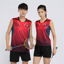 2018 new badminton clothes mens V-neck vest sleeveless top table tennis tennis sports womens T-shirt