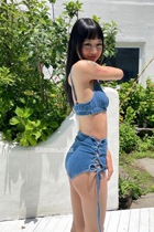  fortunee Korean niche design sense summer new denim swimsuit set female